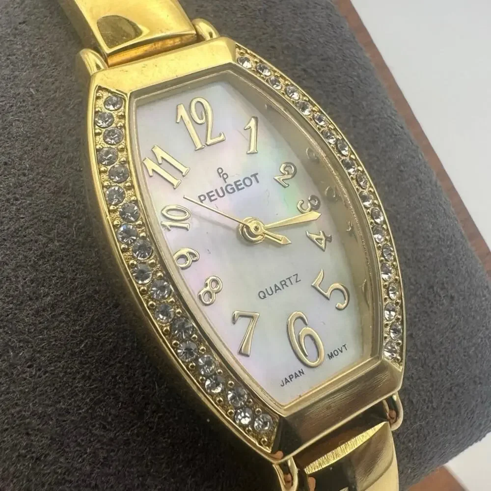 Peugeot Gold Tone Quartz Watch – Mother-of-Pearl Face